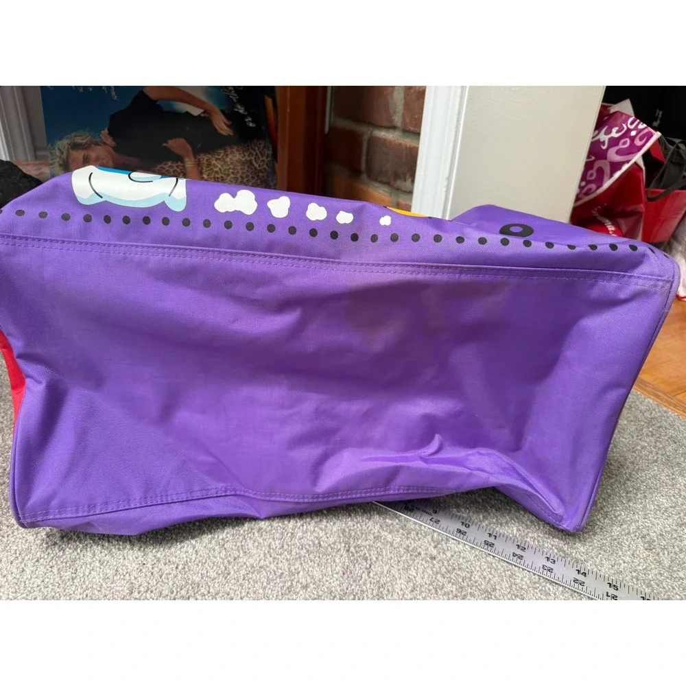 Vintage 1999 Sanrio Pochacco Duffle Bag Purple Teal Yellow Large Travel Gym Bag